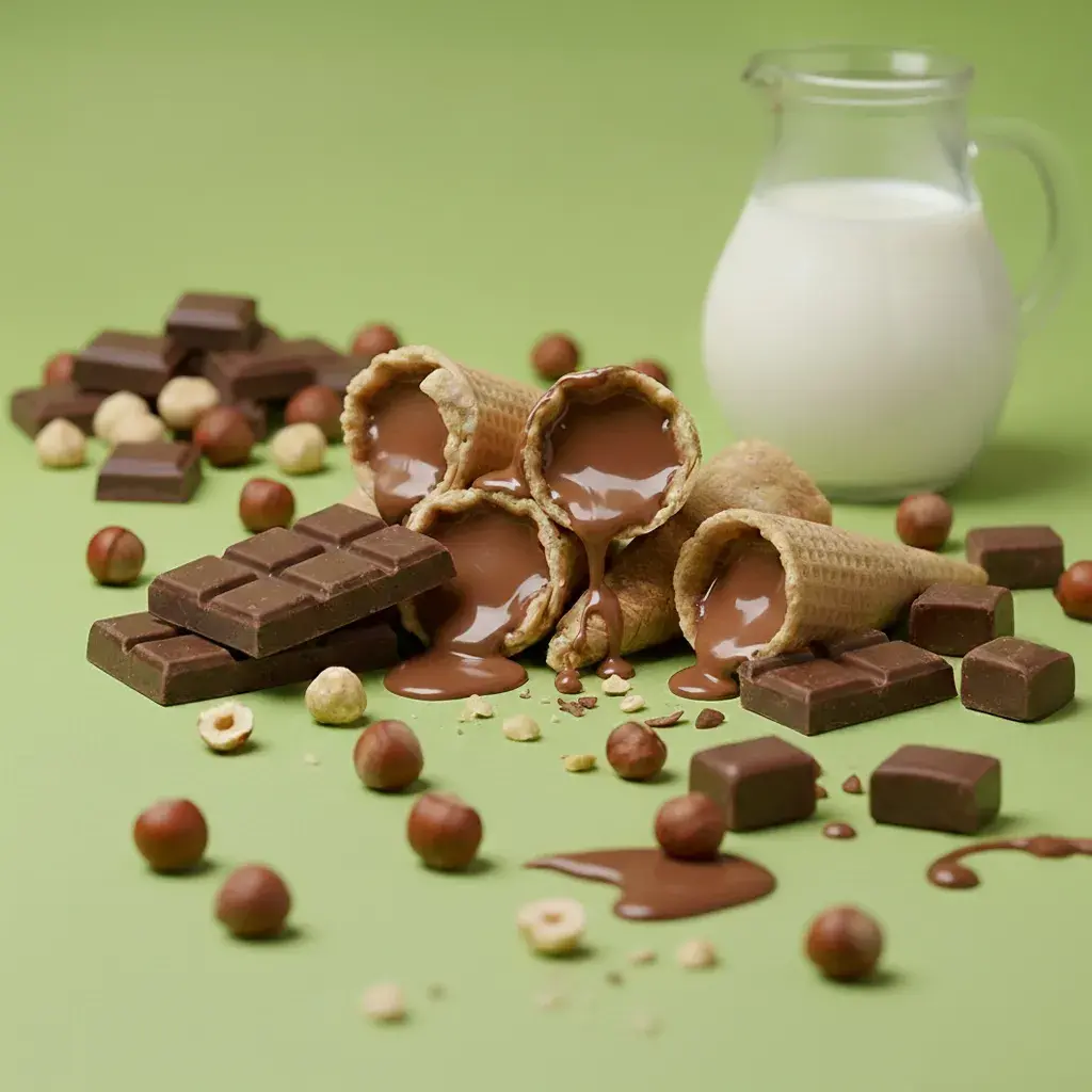 Mini tölcsérek pisztácia és fehér csokoládé