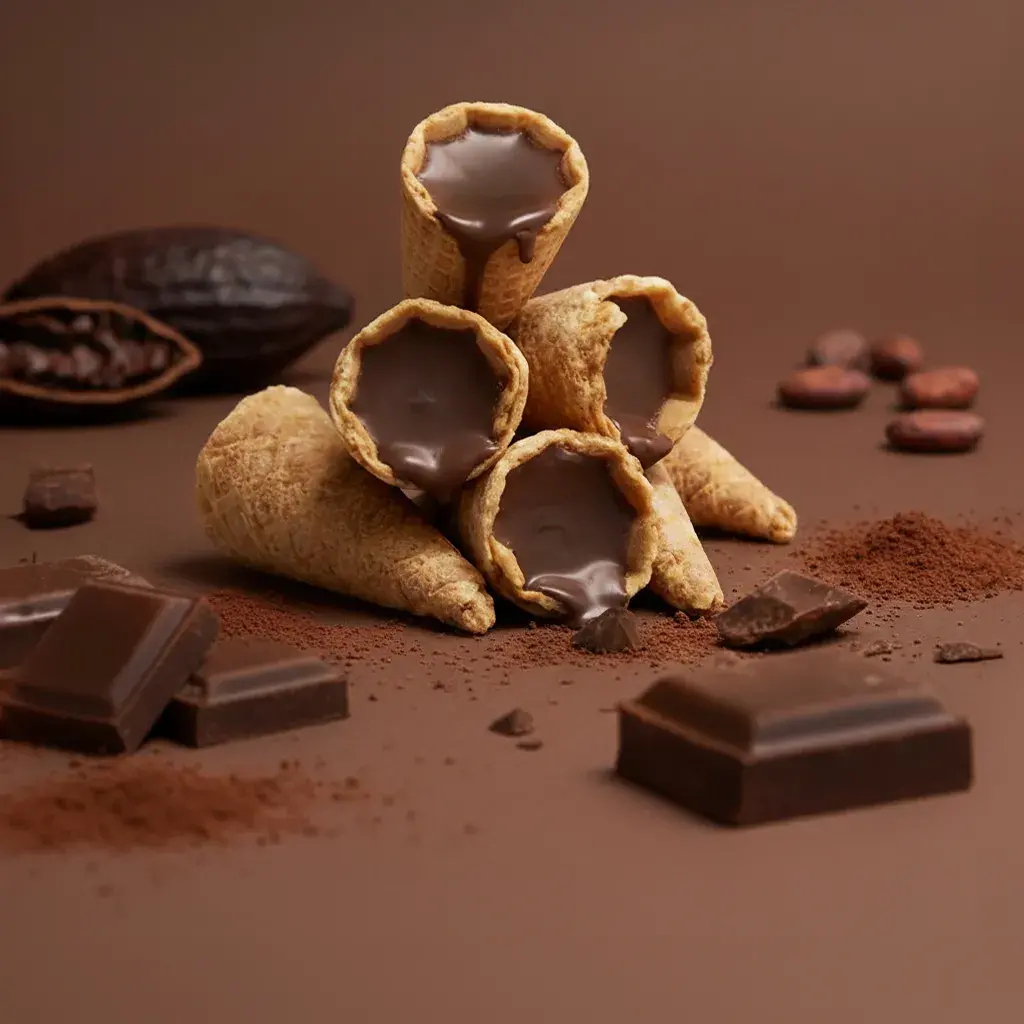 Mini tölcsérek étcsokoládéval