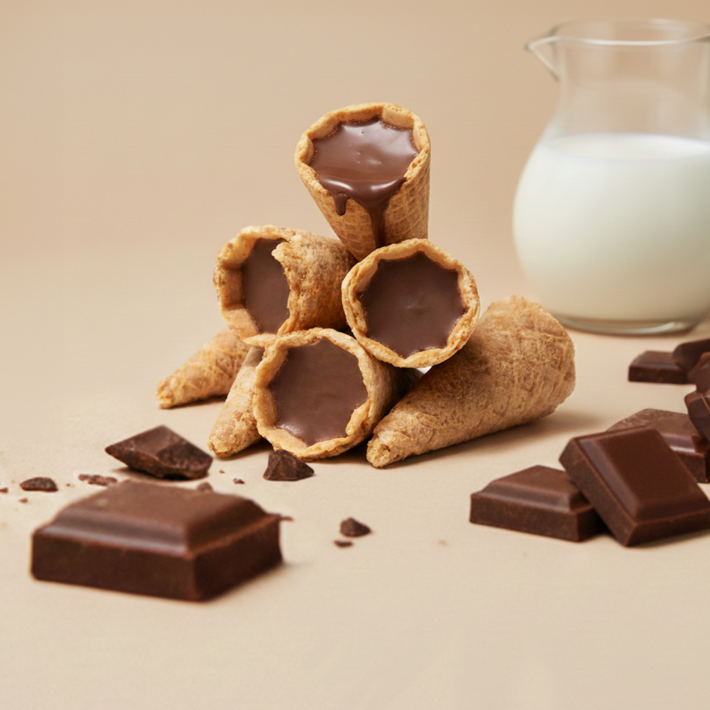 Mini tölcsérek tejcsokoládéval