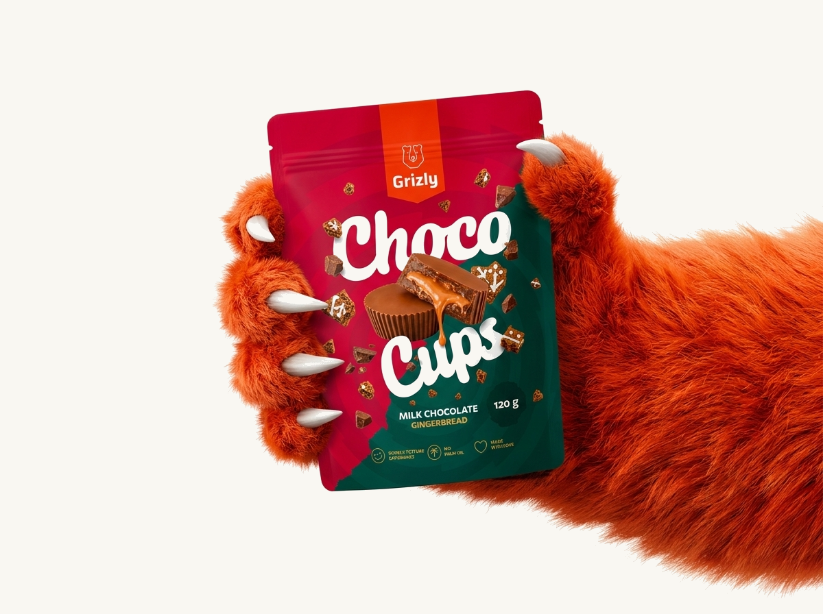 Grizly mancs tartja a csomagolást