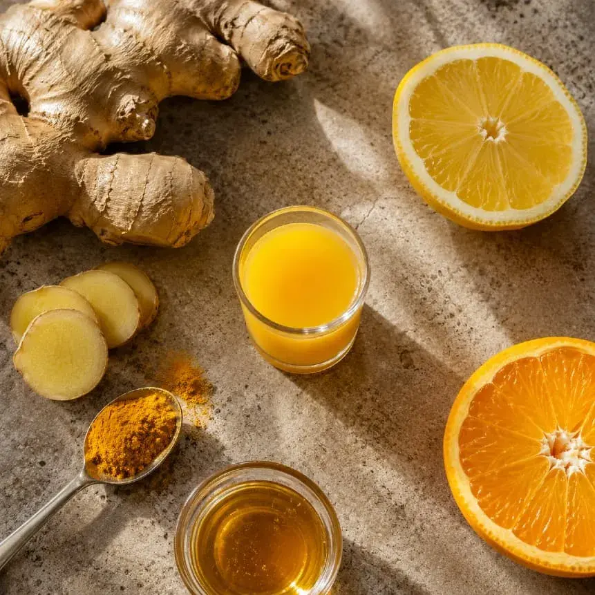 Ginger shot gyömbérrel, citrusfélékkel, kurkumával és mézzel