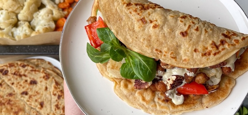 Vegán tacos sült csicseriborsóval és pirított pekándióval