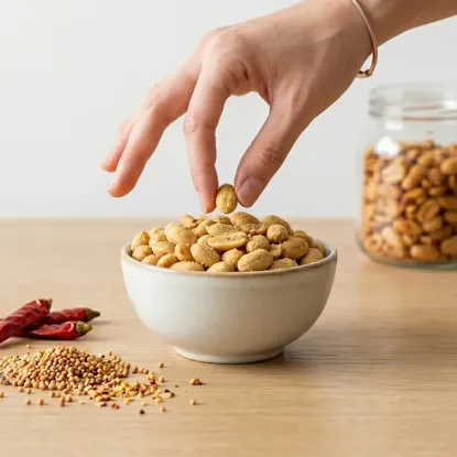 Chilis és mustáros pörkölt földimogyoró