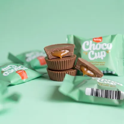 Choco Cups tejcsokoládé karamellával és mentával