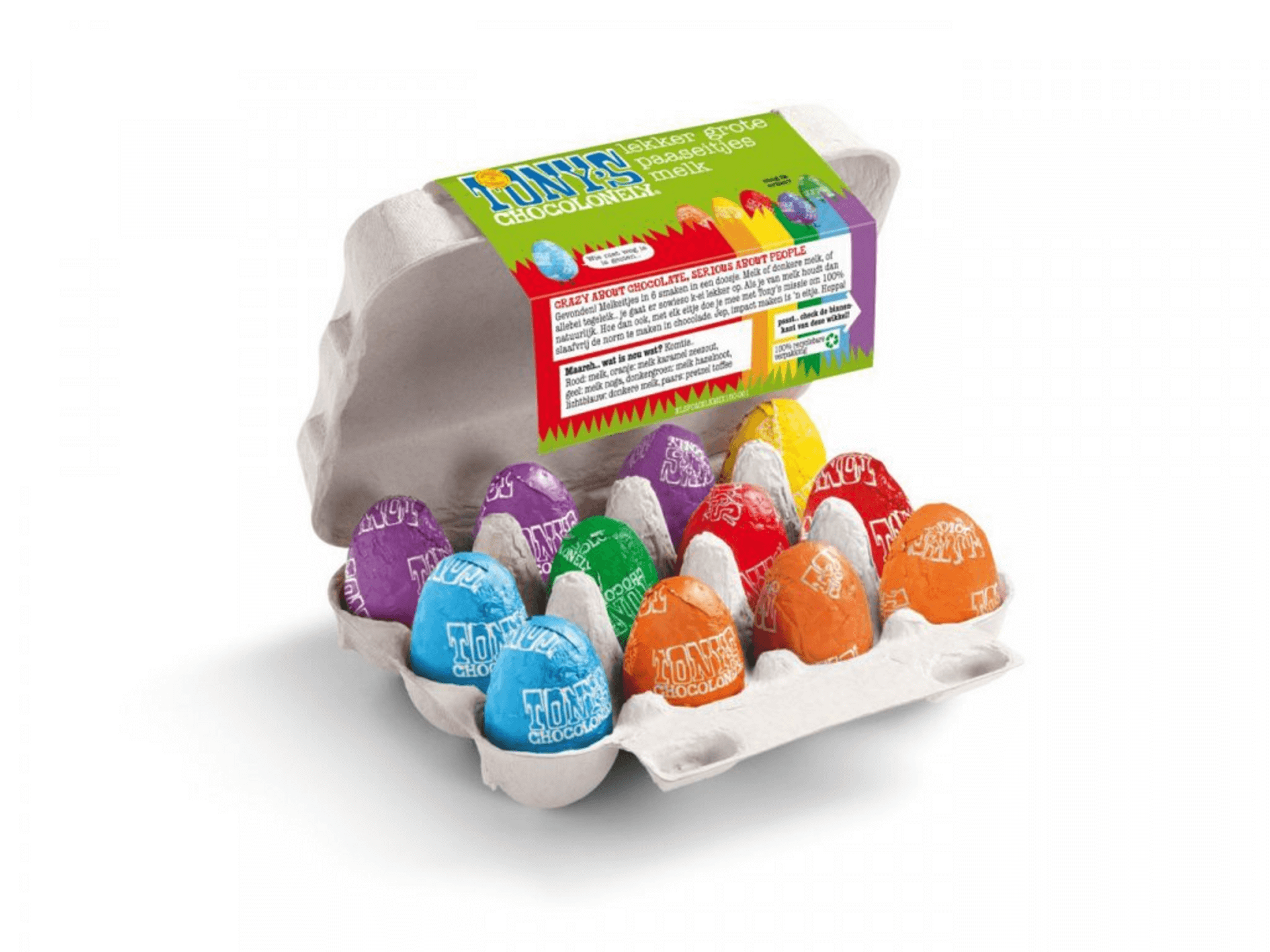 Tony´s Chocolonely Húsvéti tejcsokis tojás papírdobozban 150 g