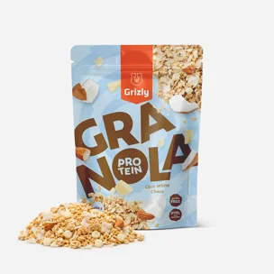Granola proteinnel, fehér csokoládé és kókusz