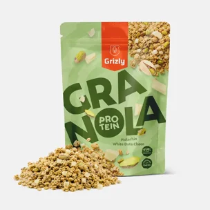 Granola proteinnel pisztácia és fehér datolyás csoki