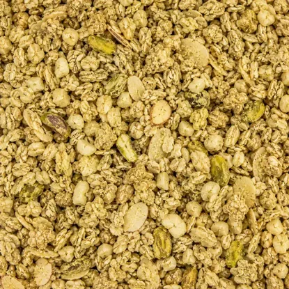 Granola proteinnel pisztácia és fehér datolyás csoki
