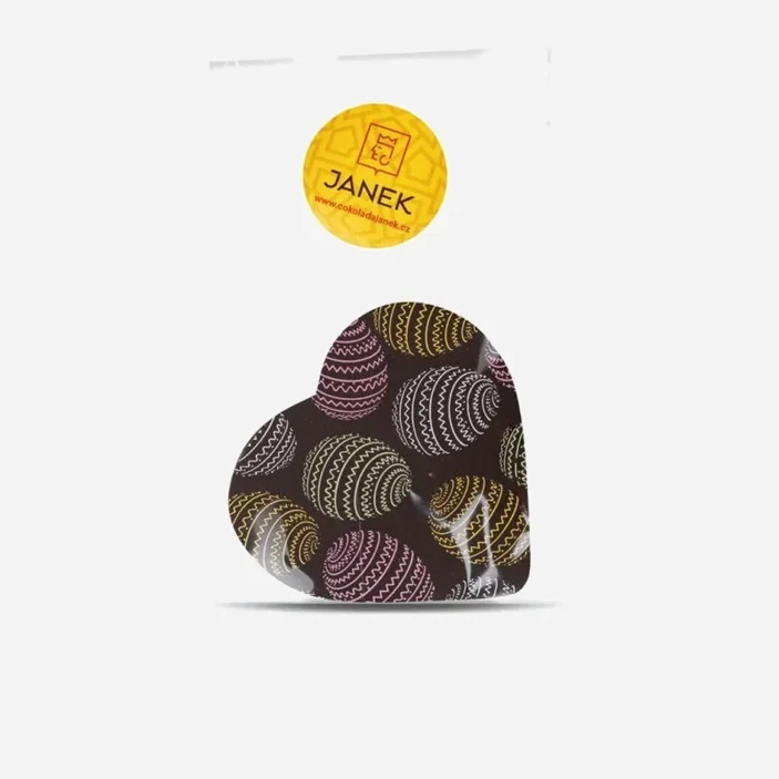 Keserű csokoládé szívecske húsvéti mintával