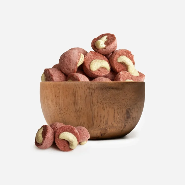 Liofilizált epres kosárkák kesudióval