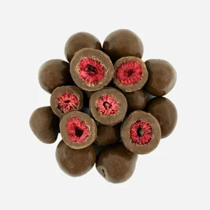 Liofilizált málna tejcsokoládéban