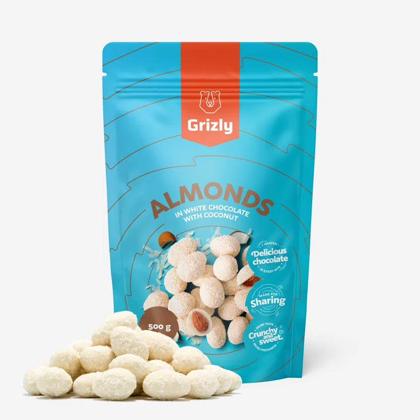 Mandula fehér csokoládéban kókusszal