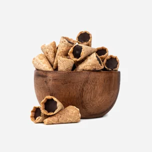 Mini tölcsérek étcsokoládéval