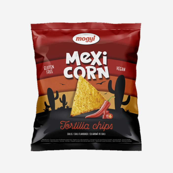Mogyi tortilla chips kukorica snack csili ízesítéssel 90g