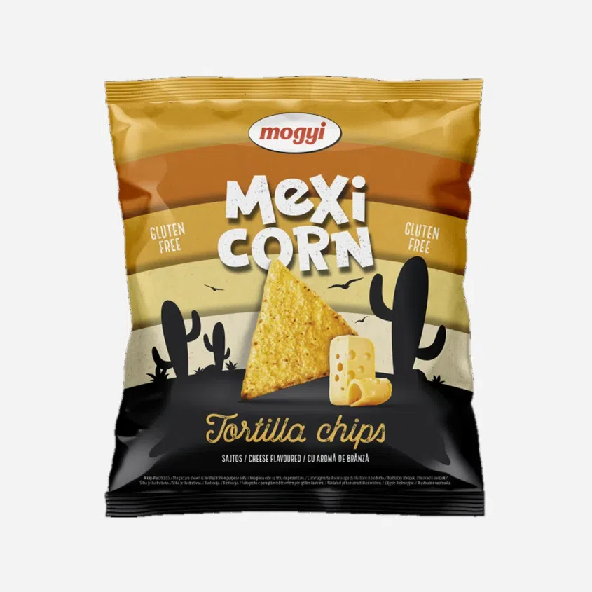 Mogyi tortilla chips kukorica snack sajtos ízesítéssel 90g