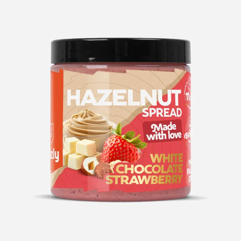 Mogyorókrém fehér csokoládéval és eperrel