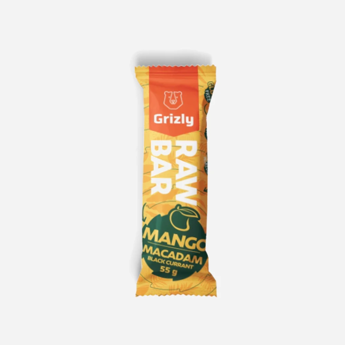 RAW szelet mangó-makadámiadió-fekete ribizli