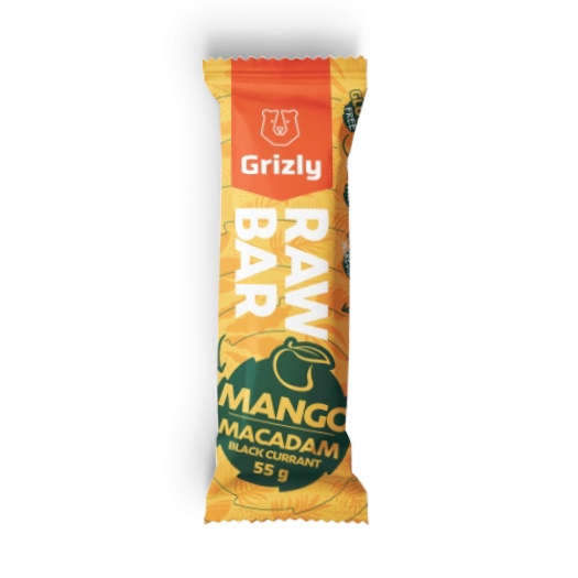 RAW szelet mangó-makadámiadió-fekete ribizli