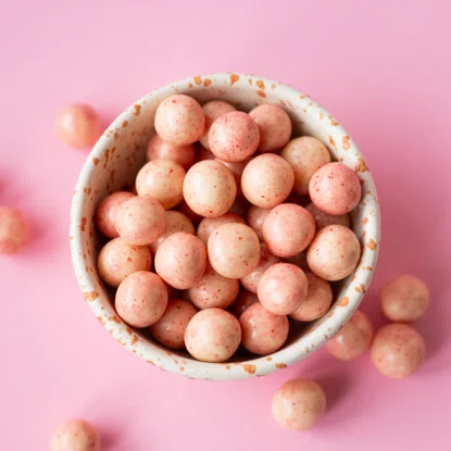 Ropogós golyók joghurtos ízzel és málnával