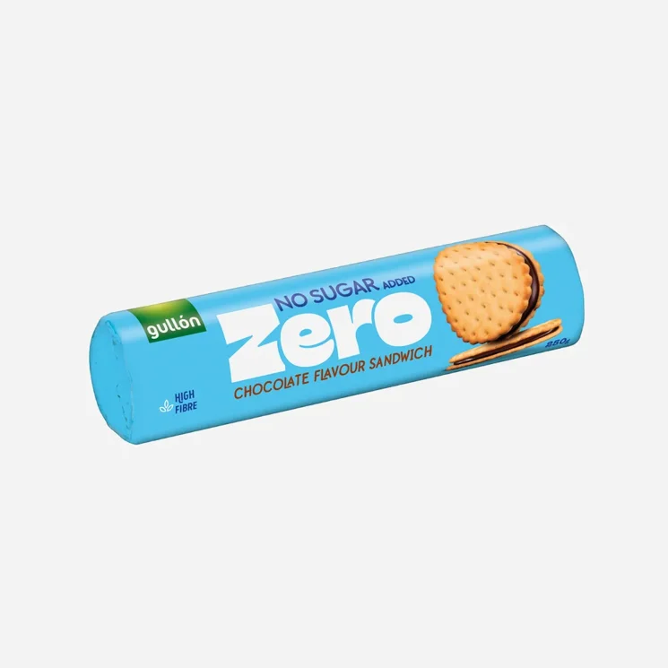 Sandwich keksz csokoládékrémmel töltve, hozzáadott cukor nélkül, édesítőszerekkel