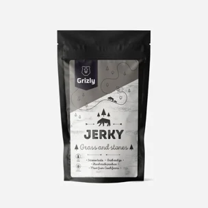 Szárított hús fű és kövek