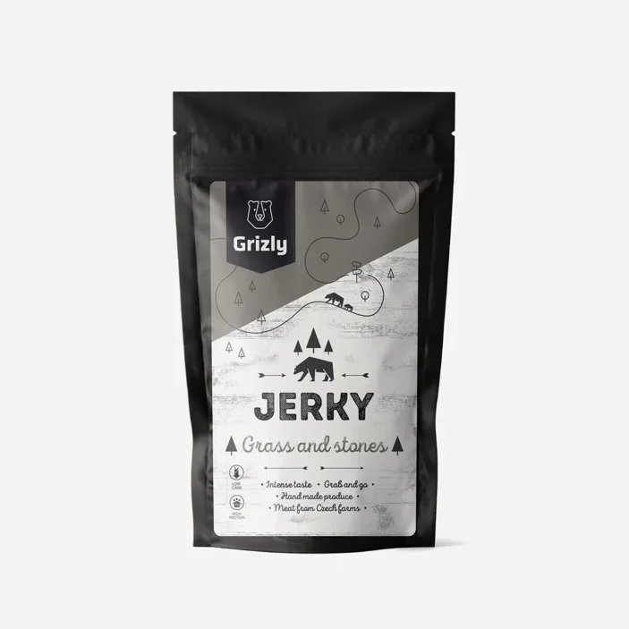 Szárított hús fű és kövek